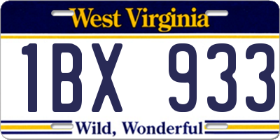 WV license plate 1BX933