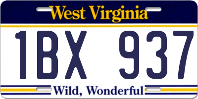 WV license plate 1BX937