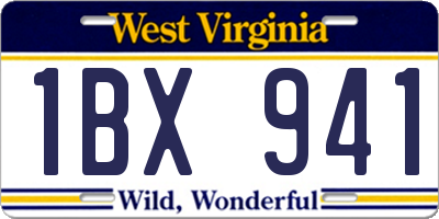 WV license plate 1BX941