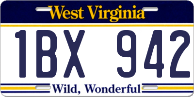 WV license plate 1BX942
