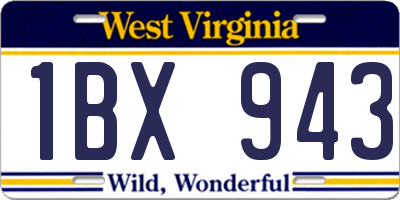 WV license plate 1BX943