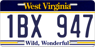 WV license plate 1BX947