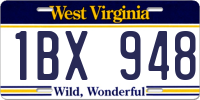 WV license plate 1BX948