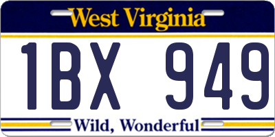 WV license plate 1BX949