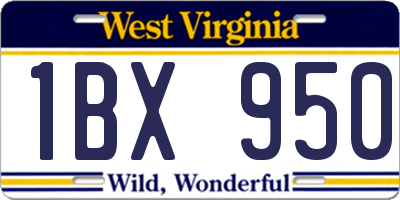 WV license plate 1BX950