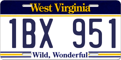 WV license plate 1BX951