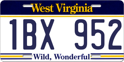 WV license plate 1BX952