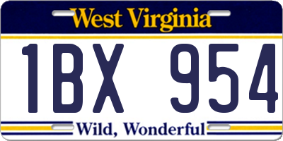 WV license plate 1BX954
