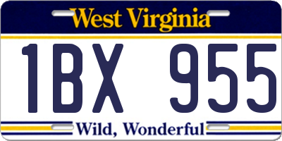 WV license plate 1BX955