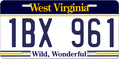 WV license plate 1BX961