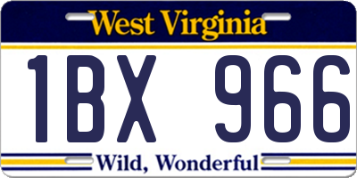 WV license plate 1BX966