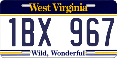 WV license plate 1BX967