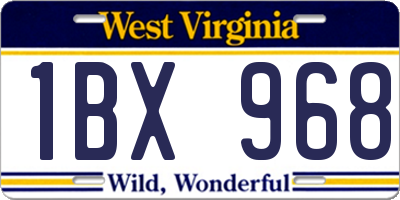 WV license plate 1BX968