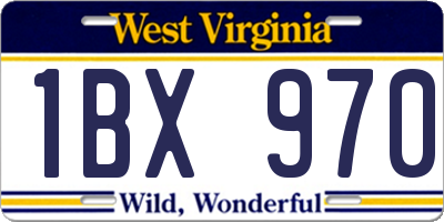 WV license plate 1BX970