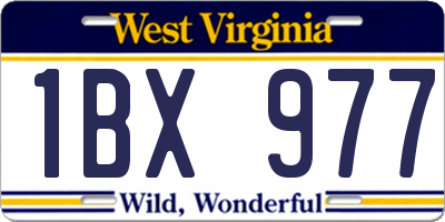 WV license plate 1BX977