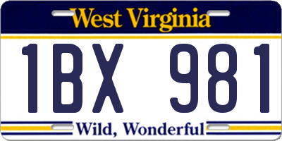 WV license plate 1BX981