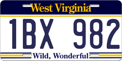 WV license plate 1BX982