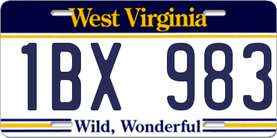 WV license plate 1BX983