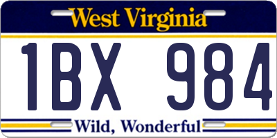WV license plate 1BX984