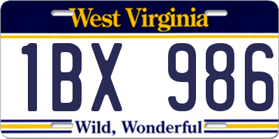 WV license plate 1BX986