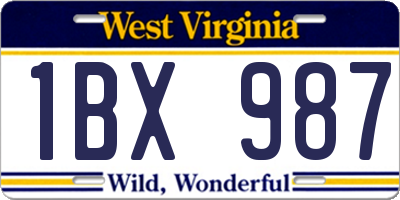 WV license plate 1BX987