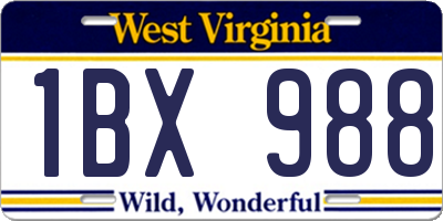 WV license plate 1BX988