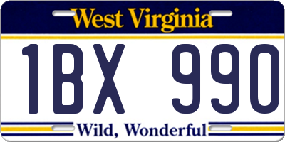 WV license plate 1BX990
