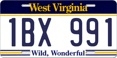 WV license plate 1BX991