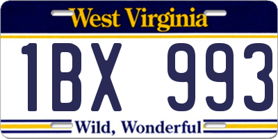 WV license plate 1BX993