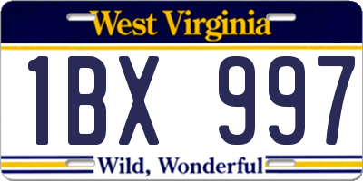 WV license plate 1BX997