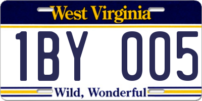 WV license plate 1BY005