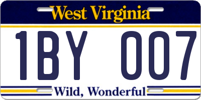 WV license plate 1BY007