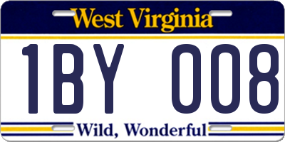 WV license plate 1BY008