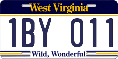 WV license plate 1BY011
