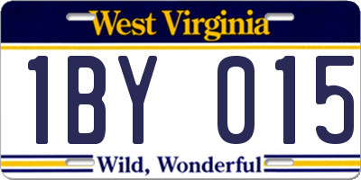 WV license plate 1BY015