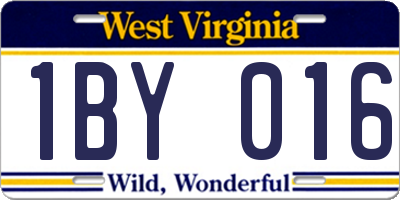 WV license plate 1BY016