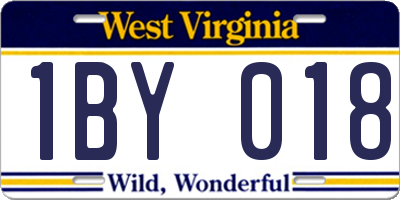 WV license plate 1BY018