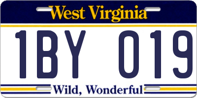 WV license plate 1BY019