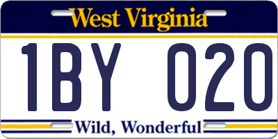 WV license plate 1BY020