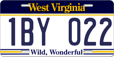WV license plate 1BY022
