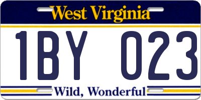 WV license plate 1BY023