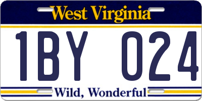 WV license plate 1BY024