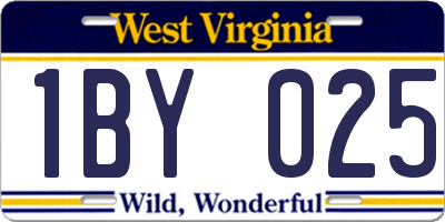 WV license plate 1BY025