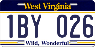 WV license plate 1BY026