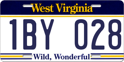 WV license plate 1BY028