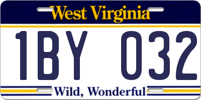 WV license plate 1BY032