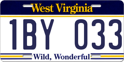 WV license plate 1BY033