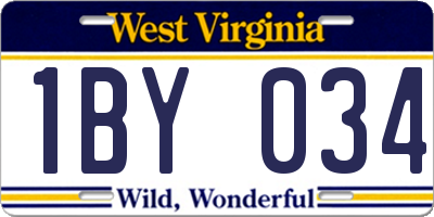 WV license plate 1BY034