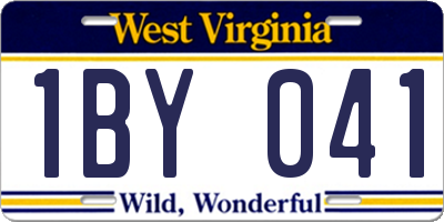 WV license plate 1BY041