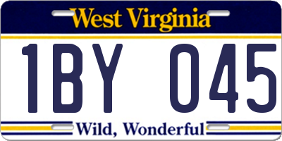 WV license plate 1BY045